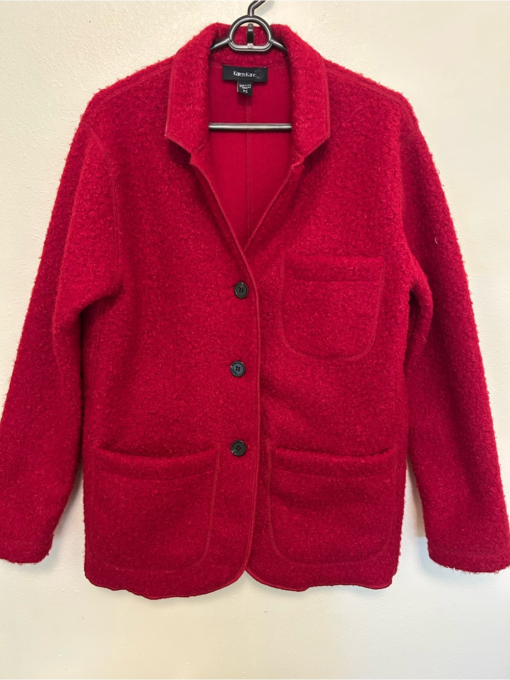 Karen Kane Bright Red cottage core Textured Button-Up Jacket